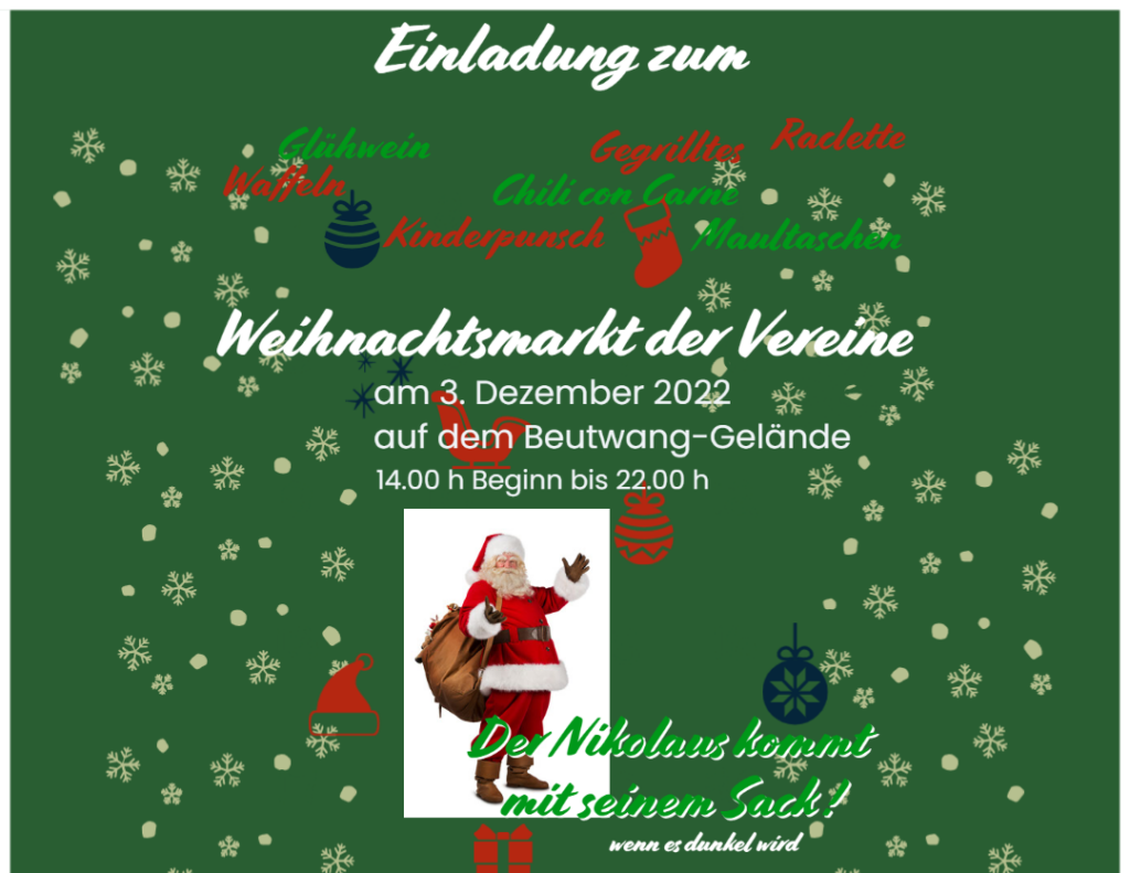 Einladung zum Weihnachtsmarkt der Vereine