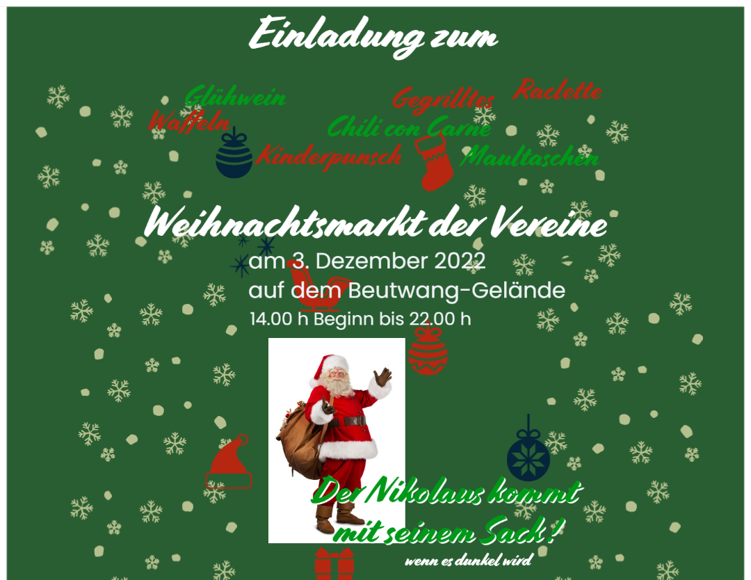 Einladung zum Weihnachtsmarkt der Vereine