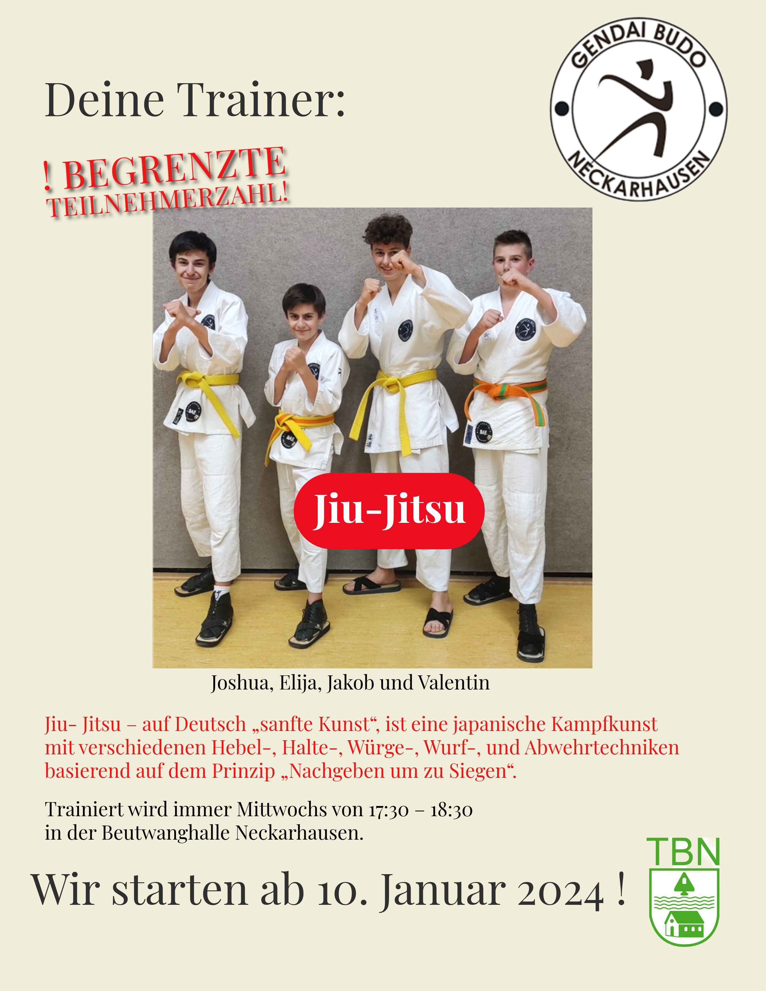 Neue Budo Kindergruppe - Trainer-Team