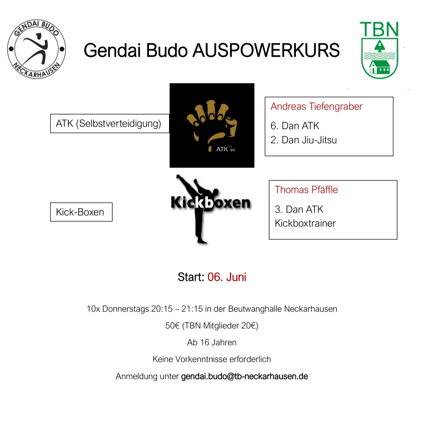 Gendai Budo Auspowerkurs - Start: 06. Juni 2024