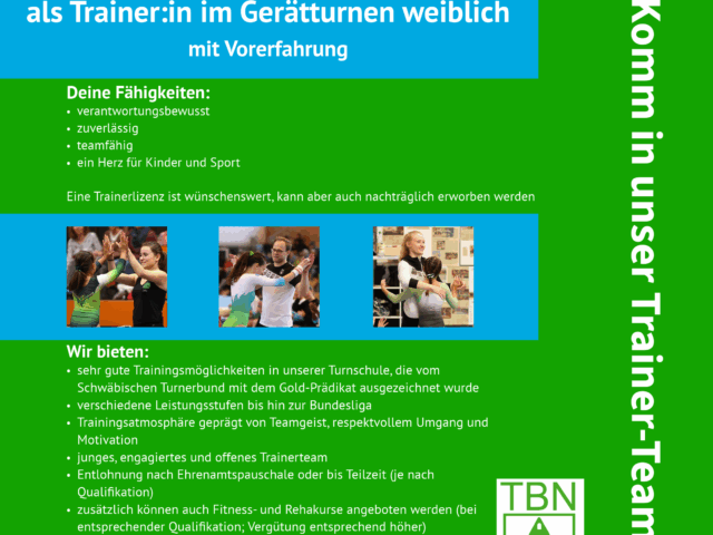 Trainer:in im Gerätturnen weiblich gesucht