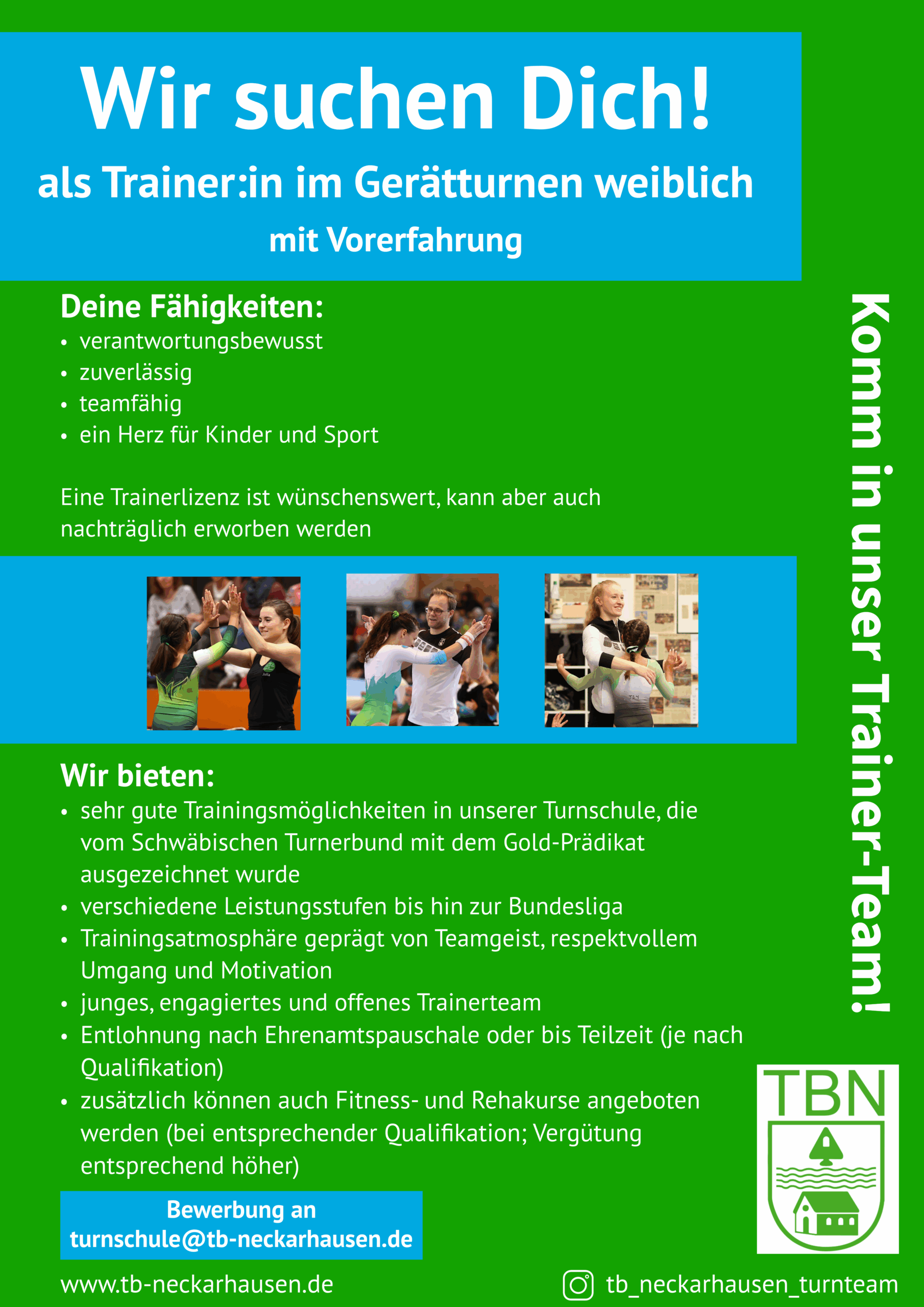 Trainersuche Gerätturnen weiblich