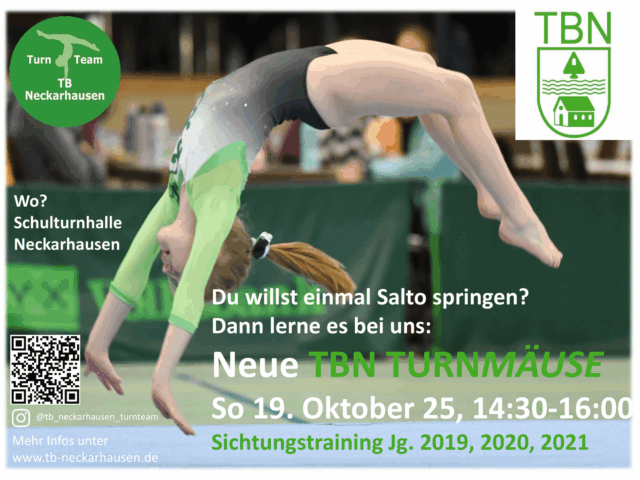 Einladung zum Sichtungstraining Leistungsturnen weiblich am 19. Oktober