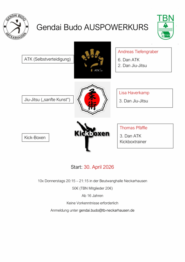 Neuer Gendai Budo Auspowerkurs ab Ende April